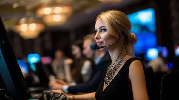 নিয়ন আলোয় আলোকিত পরিবেশে ক্যাসিনো চিপ হাতে এক অভিজাত নারী—যা KK3333–এর প্রিমিয়াম অনলাইন ক্যাসিনো পরিবেশকে তুলে ধরে।