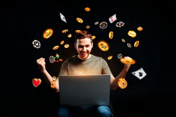 A dramatic shot of winning sevens landing on a slot reel surrounded by shining gold coins, symbolizing big wins.